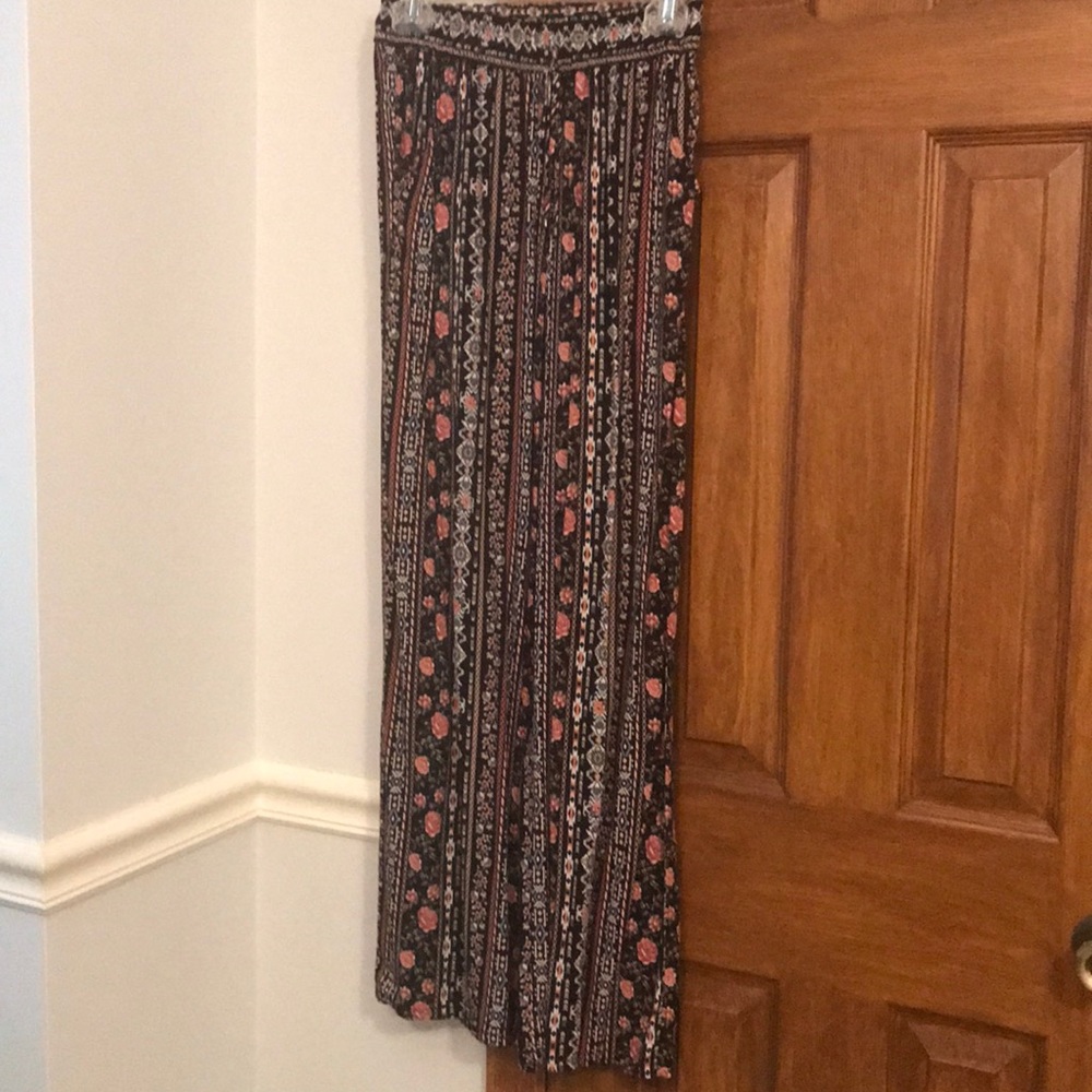 Floral Aztec striped Stretchy band pants